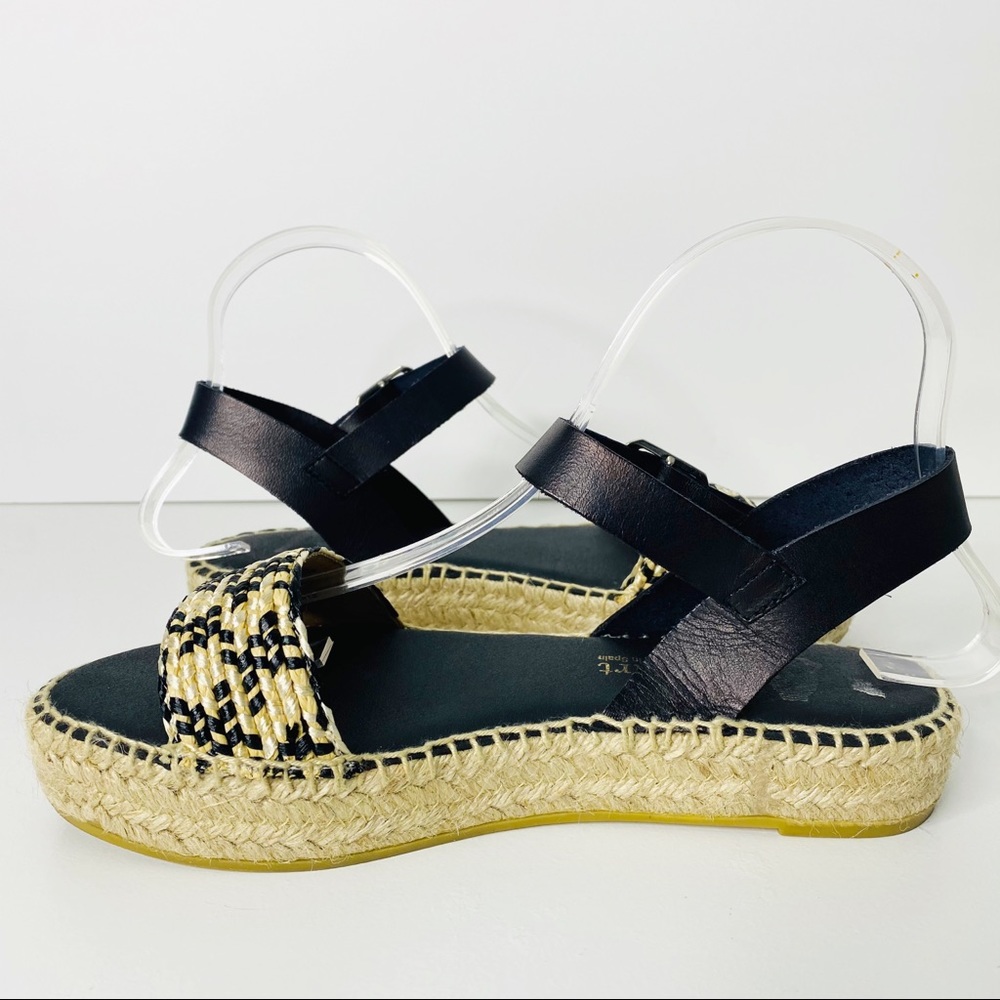 Paseart Espadrille Platform Sandals Black Tan 8